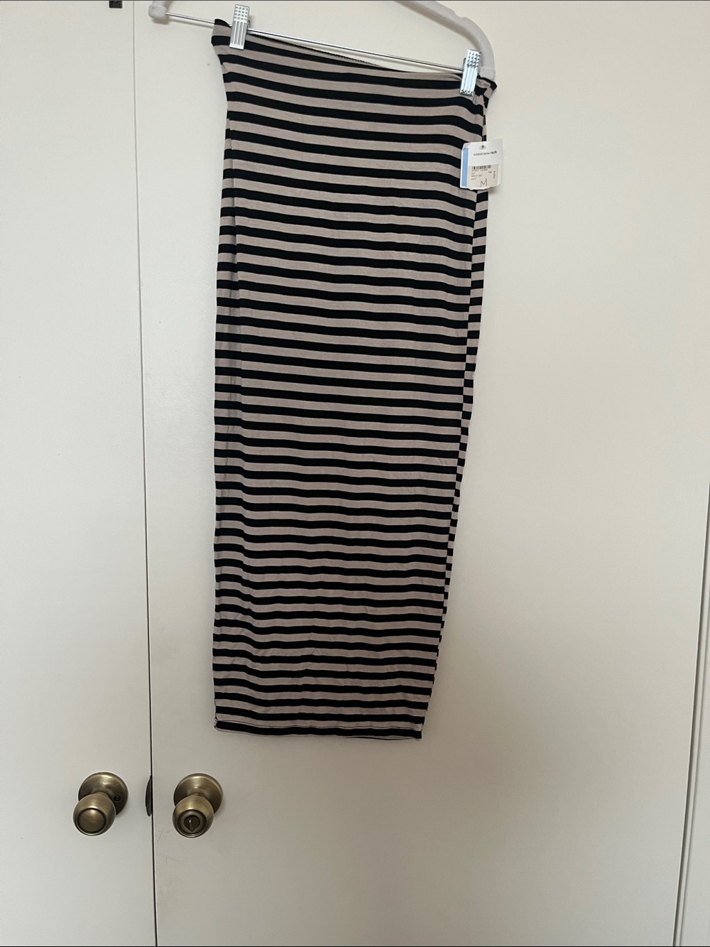 In Style Striped Black and Beige Midi Skirt